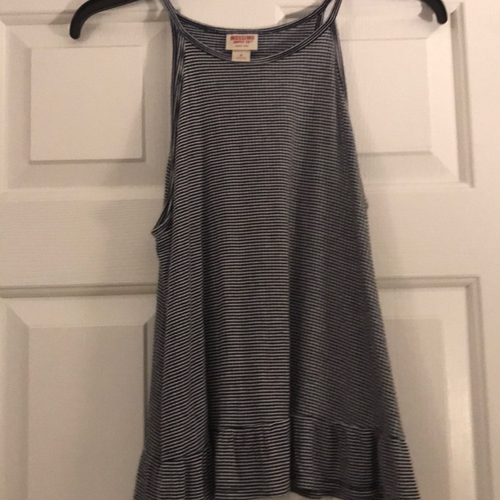 blue and white striped tank top